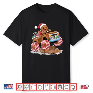 Monster Truck Gingerbread Man Funny Christmas Baking Shirt