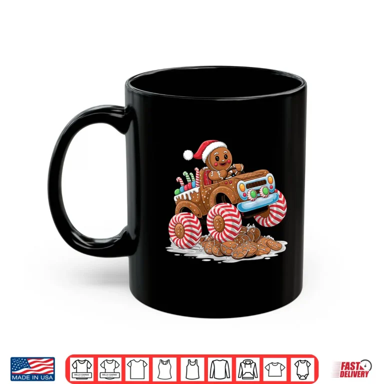 Mug Monster Truck Gingerbread Man Funny Christmas Baking Shirt