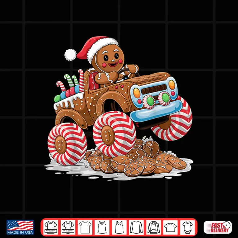 Design Monster Truck Gingerbread Man Funny Christmas Baking Shirt
