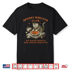 Spooky Biscuits Club Cat Funny Halloween Baking Tee Shirt