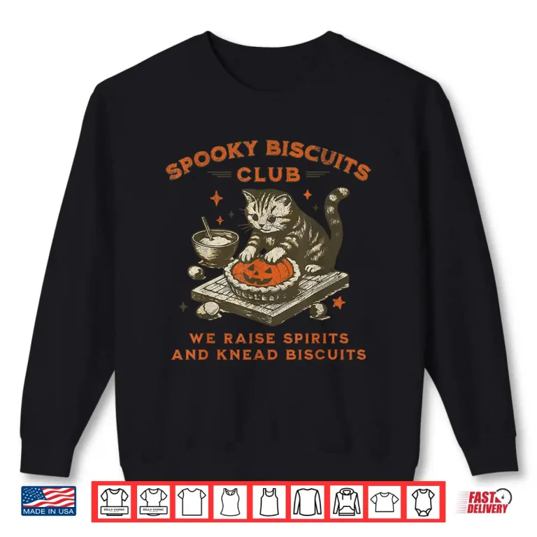 Sweatshirt Spooky Biscuits Club Cat Funny Halloween Baking Tee Shirt