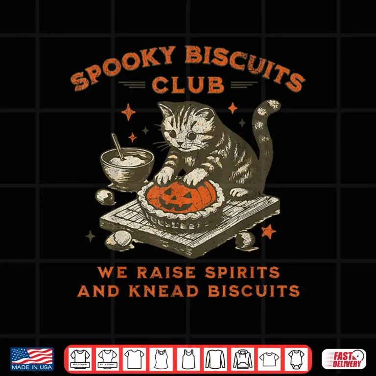 Design Spooky Biscuits Club Cat Funny Halloween Baking Tee Shirt