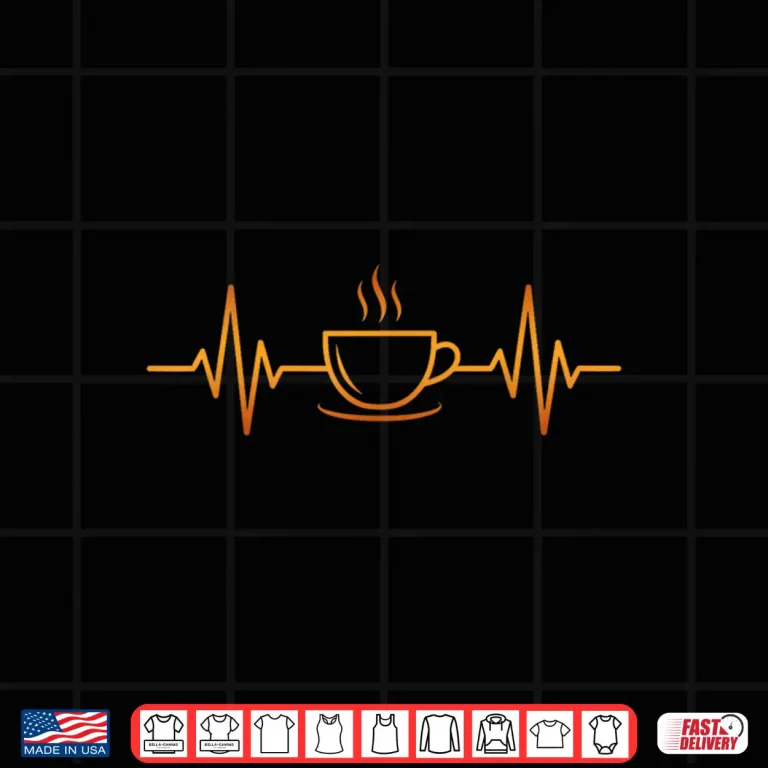 Design Funny Heartbeat Coffee Cup Frequency Coffee Lover Shirt