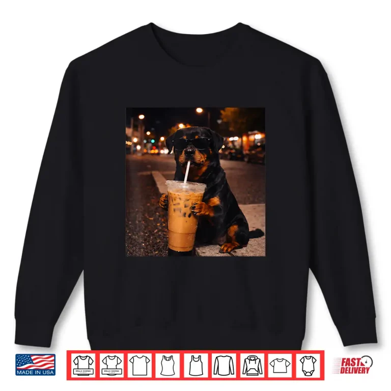 Sweatshirt Funny Rottweiler Metzgerhund Drinking Iced Coffee Lover Dog Shirt