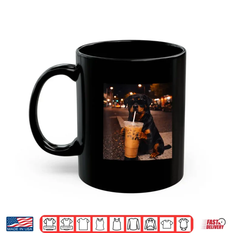 Mug Funny Rottweiler Metzgerhund Drinking Iced Coffee Lover Dog Shirt