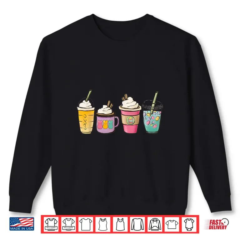 Sweatshirt Coffee Lover Easter Coffee Bunny Latte Hello Spring Costume Shirt