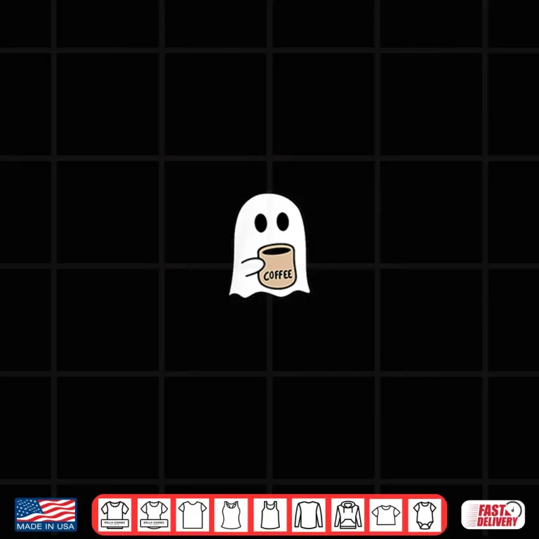 Design Ghost Drinking Coffee Funny Halloween Costume Coffee Lover Shirt