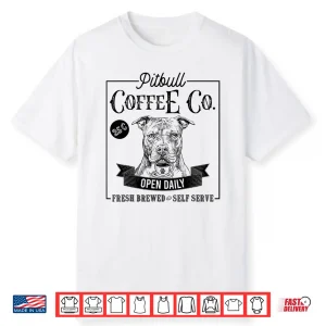 Retro Pit Bull Coffee Funny Dog Pittie Mom Coffee Lover Shirt