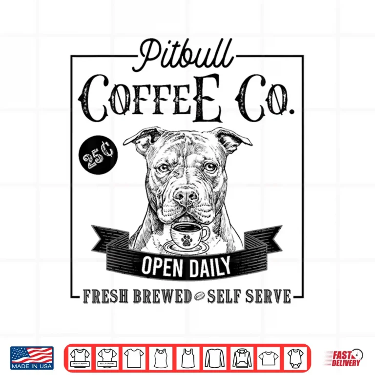 Design Retro Pit Bull Coffee Funny Dog Pittie Mom Coffee Lover Shirt