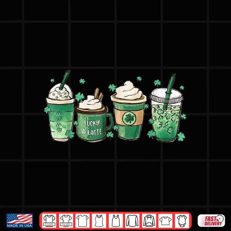 Design St Patricks Day Coffee Lover Lucky Latte Irish Shamrock Shirt
