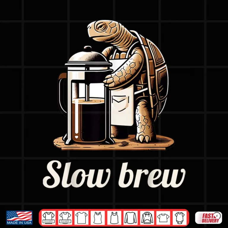 Design Funny Turtle Pun Slow Brew Turtle Coffee Lover Graphic Shirt
