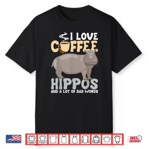 I Love Coffee Hippopotamus Zoo Animal Hippo Lover Wildlife Shirt
