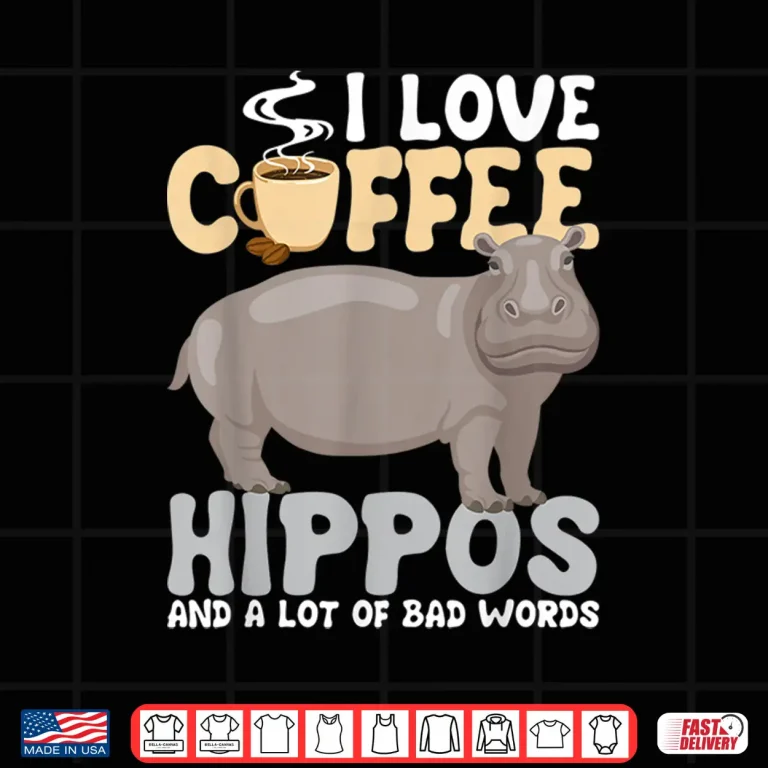 Design I Love Coffee Hippopotamus Zoo Animal Hippo Lover Wildlife Shirt