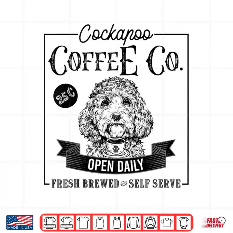 Design Retro Cockapoo Coffee Funny Doodle Dog Mom Coffee Lover Shirt