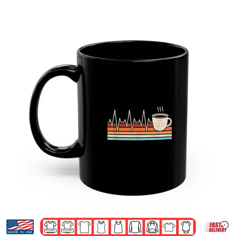 Mug Coffee Heartbeat Coffee Lover Retro Cup Of Coffee Men Women Shirt