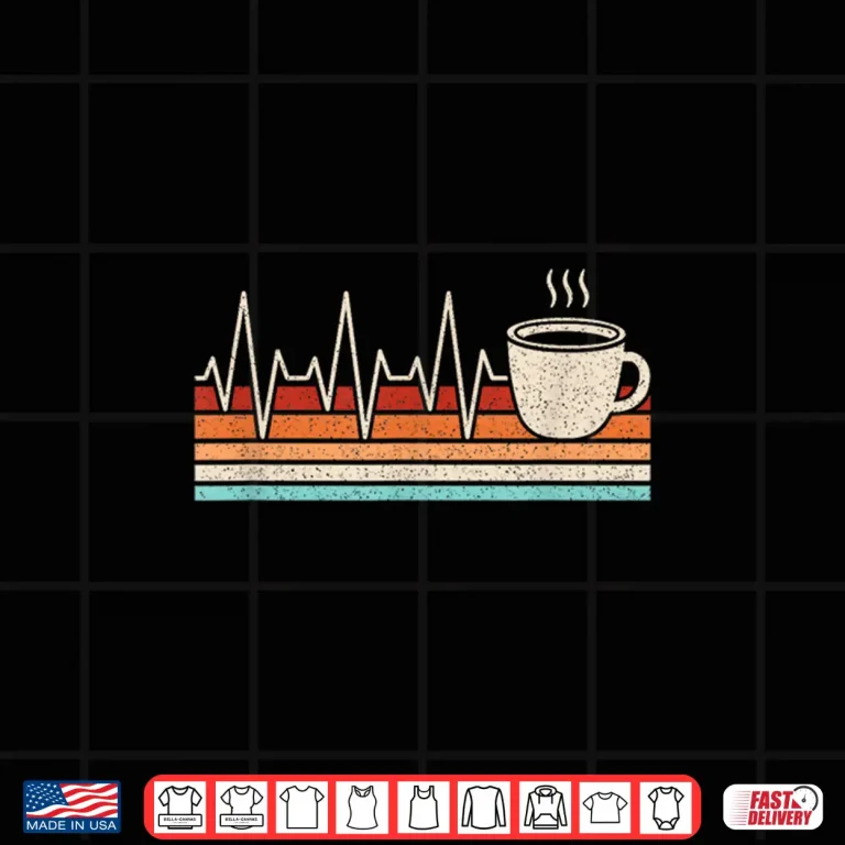 Design Coffee Heartbeat Coffee Lover Retro Cup Of Coffee Men Women Shirt