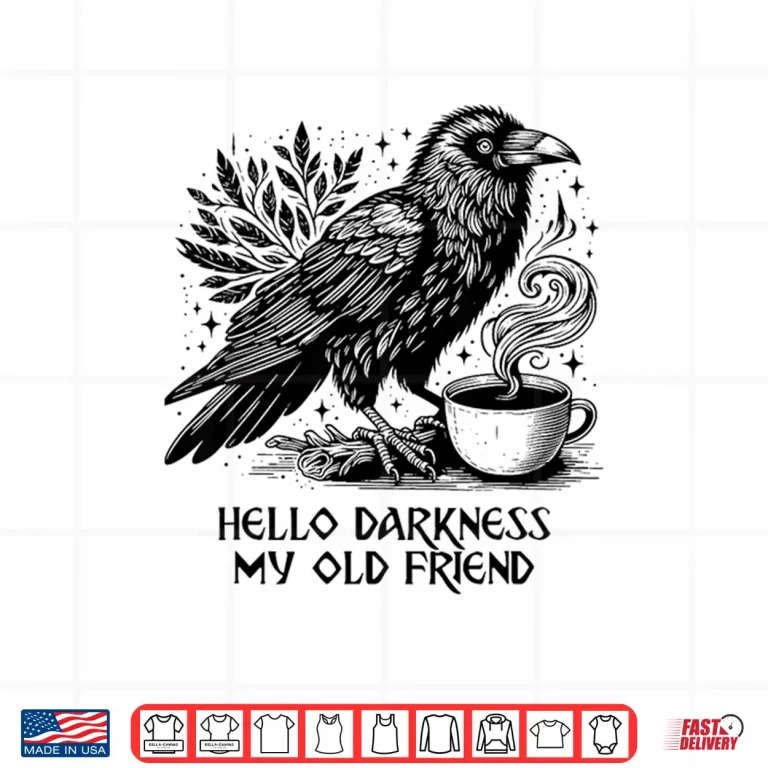 Design Hello darkness my old friend Raven Crow Holding Coffee Mug Shirt