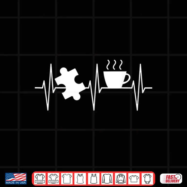 Design Jigsaw Puzzle Shirt Coffee Lover Heartbeat Funny Puzzle Shirt