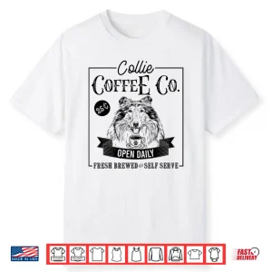 Retro Rough Collie Coffee Funny Dog Mom Coffee Lover Shirt