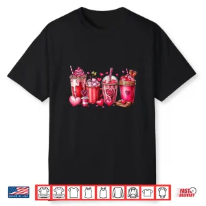 Valentine Coffee Latte Lover Heart Valentines Day Women Girl Shirt