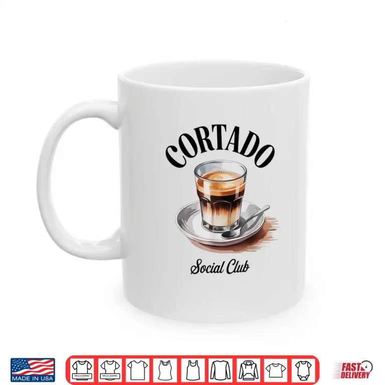 Mug Cortado Social Club Coffee Lover Retro Watercolor Shirt