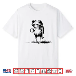Frog Toad Drinking Coffee Graphic Men Women Shirt