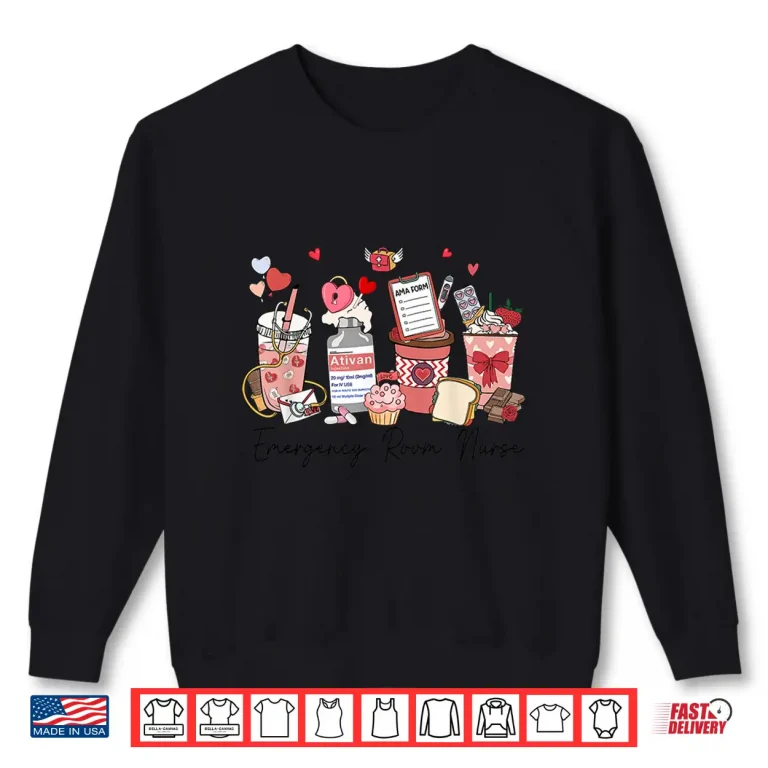 Sweatshirt ER Nurse Emergency Room Nurse Coffee Latte Valentines Day Shirt