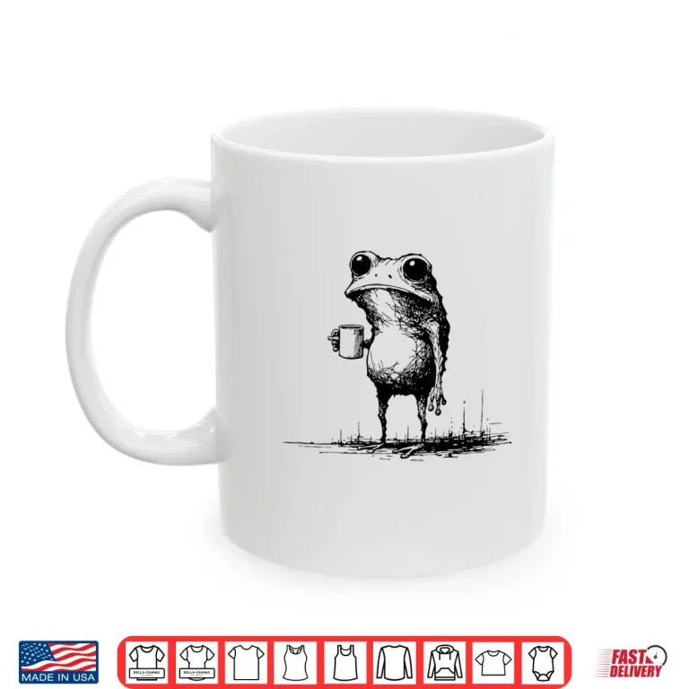 Mug Frog Toad Drinking Coffee Graphic Men Women Shirt