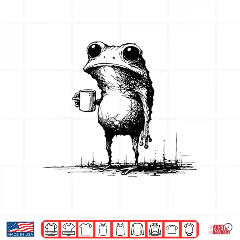 Design Frog Toad Drinking Coffee Graphic Men Women Shirt