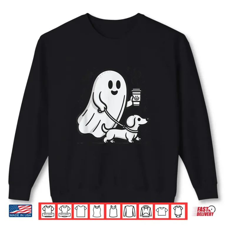 Sweatshirt Funny Dachshund Ghost Halloween Spooky Season Weenie Dog Shirt