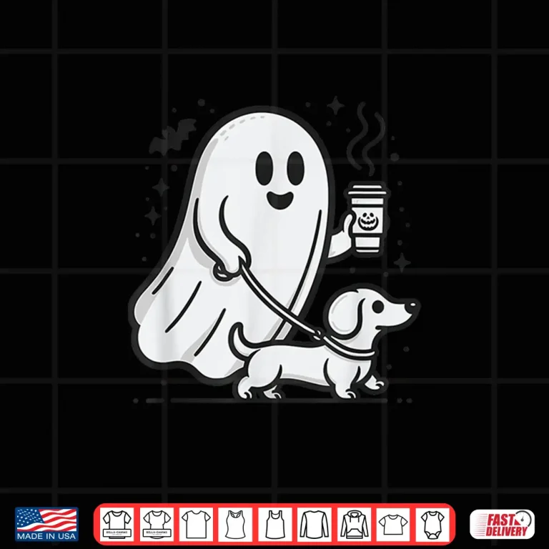 Design Funny Dachshund Ghost Halloween Spooky Season Weenie Dog Shirt