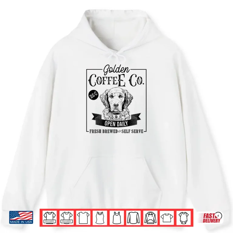 Hoodie Retro Golden Retriever Coffee Funny Dog Mom Coffee Lover Shirt
