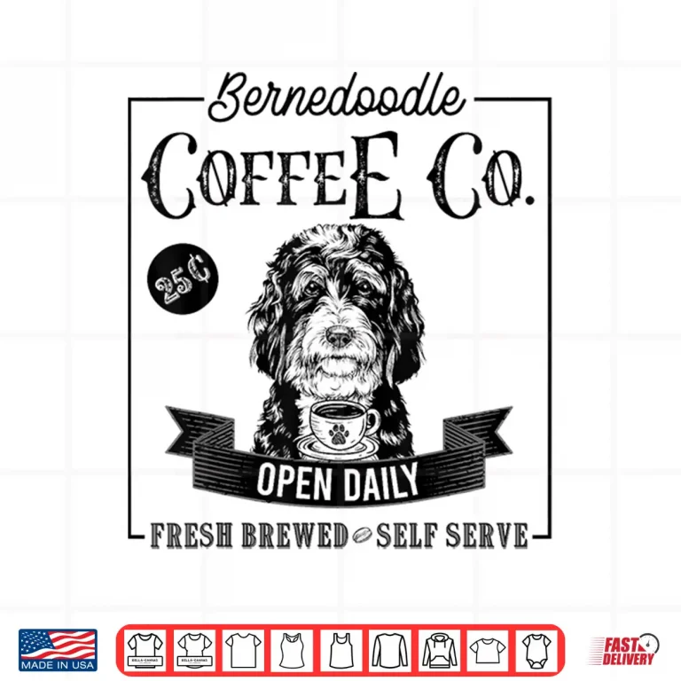 Design Retro Bernedoodle Coffee Funny Dog Mom Coffee Lover Shirt