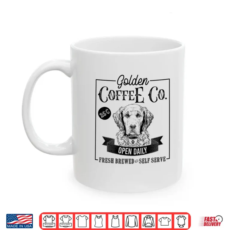Mug Retro Golden Retriever Coffee Funny Dog Mom Coffee Lover Shirt