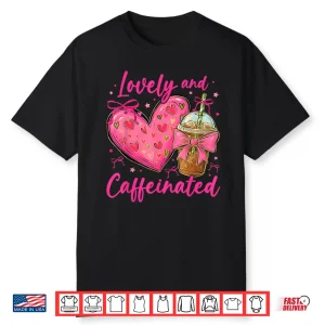 Valentine Lovely & Caffeinated Coffee Lover Coquette Bow Shirt