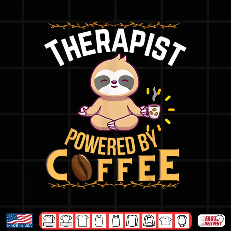 Design Therapist Powered By Coffee Funny Lover Sloth Cute Pajamas Shirt