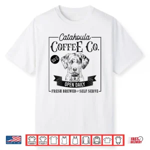 Catahoula Leopard Dog Retro Funny Dog Coffee Lover Shirt