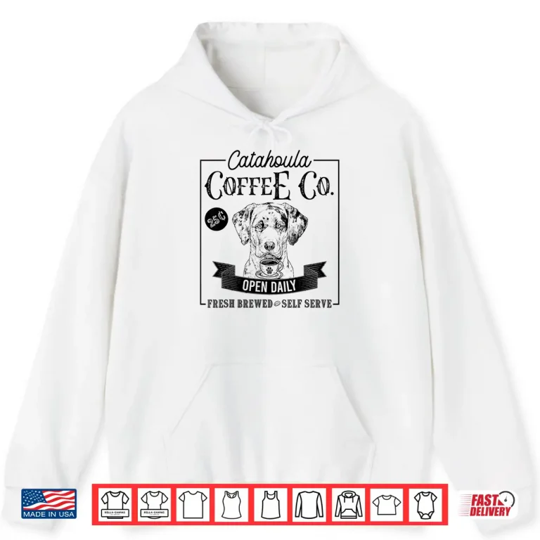 Hoodie Catahoula Leopard Dog Retro Funny Dog Coffee Lover Shirt