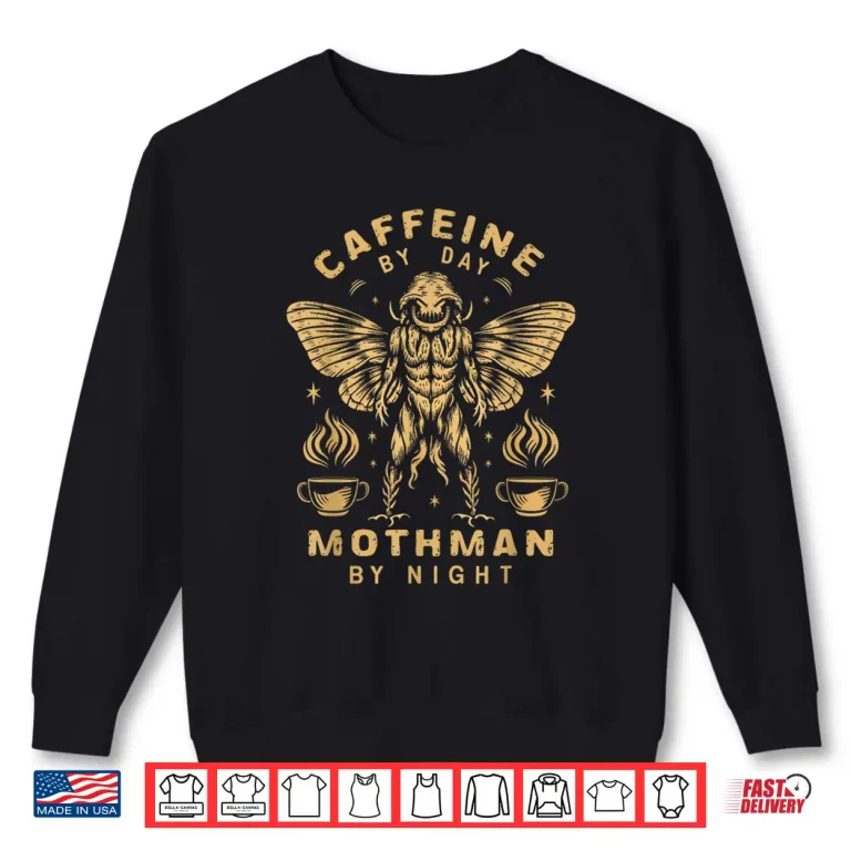 Sweatshirt Mothman Caffeine Creature Cryptid Coffee Lover Graphic Shirt