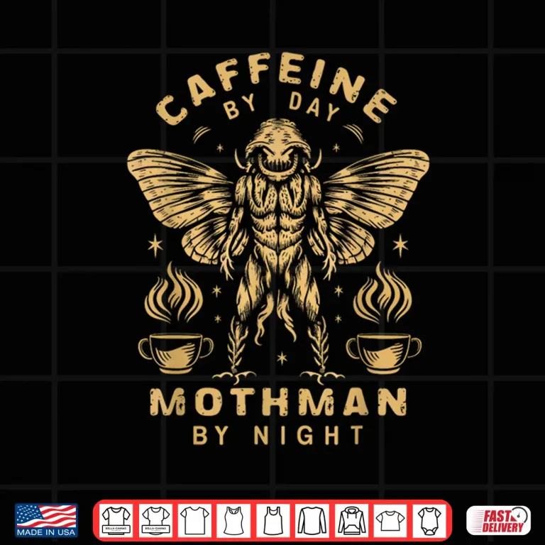 Design Mothman Caffeine Creature Cryptid Coffee Lover Graphic Shirt