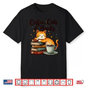 Professional Identity Coffee Cats And Books Lover Graphic Shirt