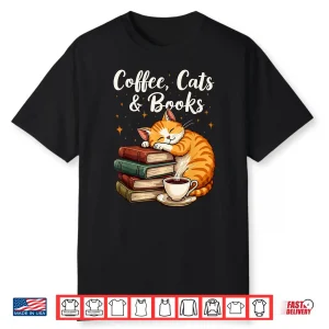 Professional Identity Coffee Cats And Books Lover Modern Shirt