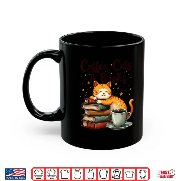 Mug Professional Identity Coffee Cats and Books Lover Graphic Shirt
