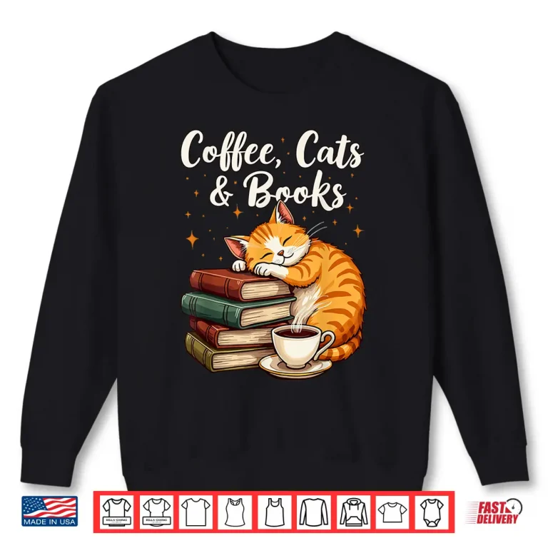 Sweatshirt Professional Identity Coffee Cats and Books Lover Modern Shirt