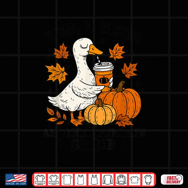 Design Pumpkin Spice Goose Fall Coffee Lover Autumn Season Shirt