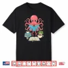 Bookish Octopus Reading Books And Coffee Literary Lover Art Shirt
