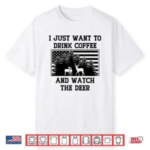 Coffee Drinker Deer Lover American Flag Usa Caffeine Addict Shirt