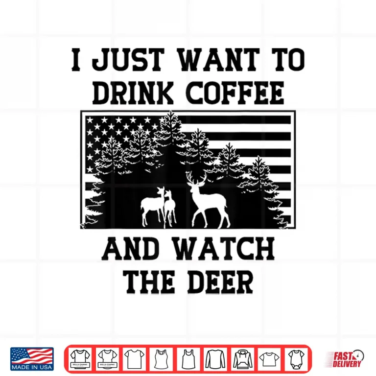 Design Coffee Drinker Deer Lover American Flag USA Caffeine Addict Shirt