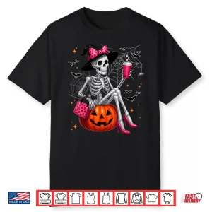 Cute Skeleton Drinking Coffee Lover Halloween Costume Shirt