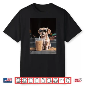 Dog Drinking Iced Coffee Dog Lover Professional Shirt